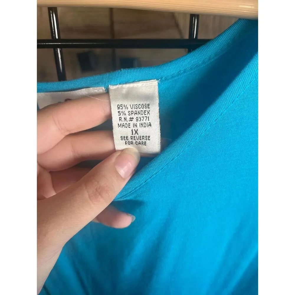 Oso Casuals Womens Tank Top Size 1X Blue Sleeveless Boho - Image 4