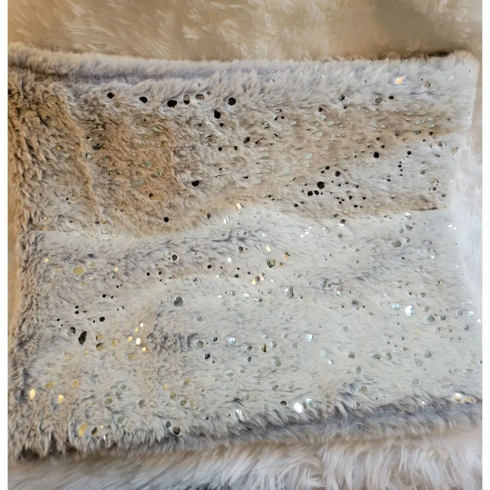 Madison 88 Cowl Neck Grey and Sparkle Fleck Faux Fur Scarf Gray - Image 2