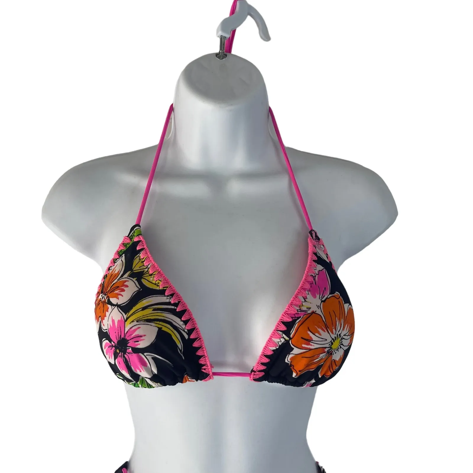 Aeropostale Women's Size Medium Pink Black Floral Two Piece Swim Suit - Image 2