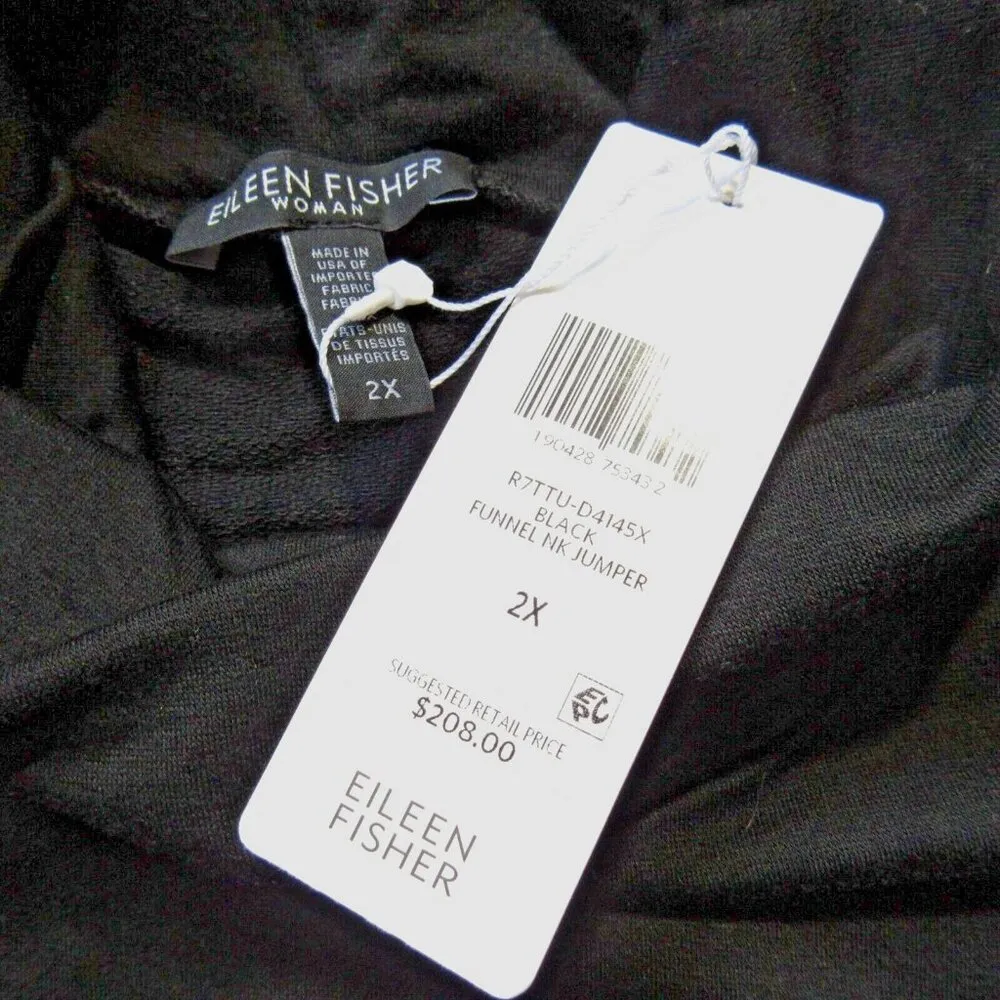 NWT Eileen Fisher Funnel Neck Jumper in Black Tencel Stretch Terry Dress 2X - Image 6