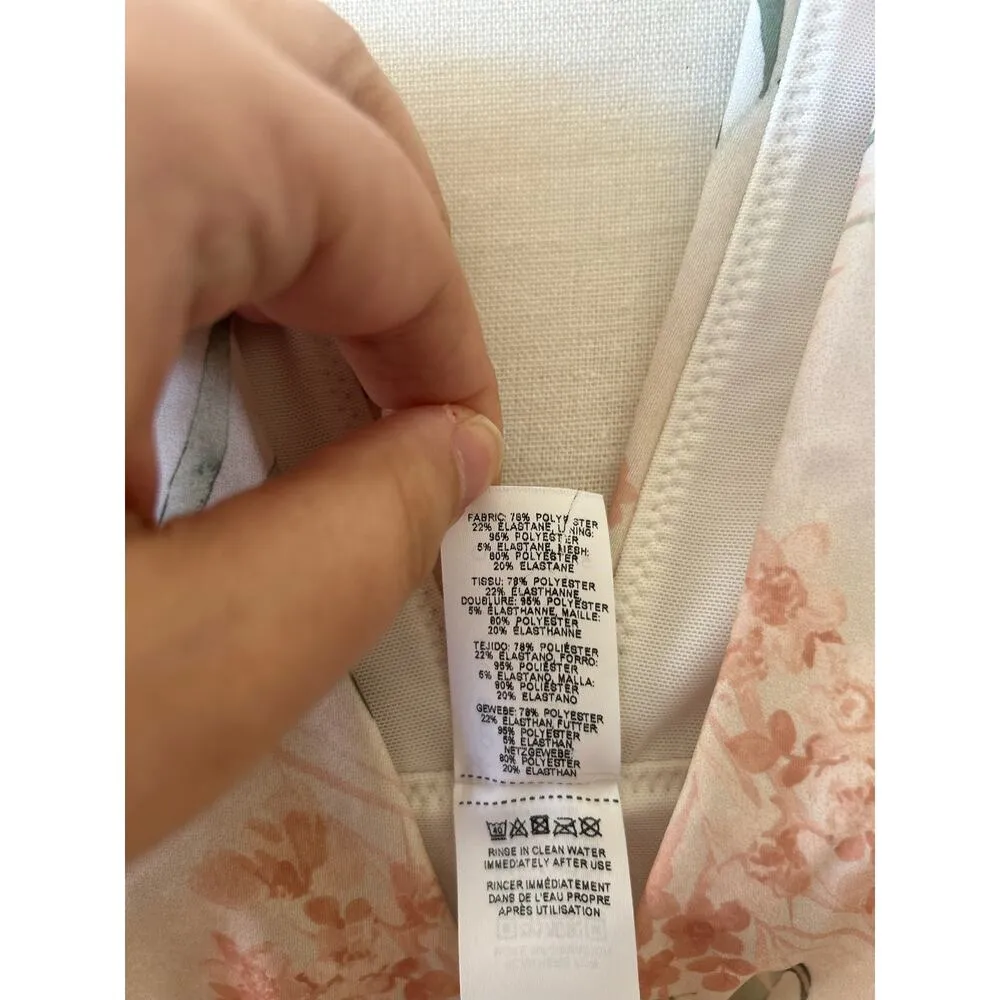 NWOT ASOS Plunge White Pink & Green Tropical Leaf Print Bathing Suit - Image 4