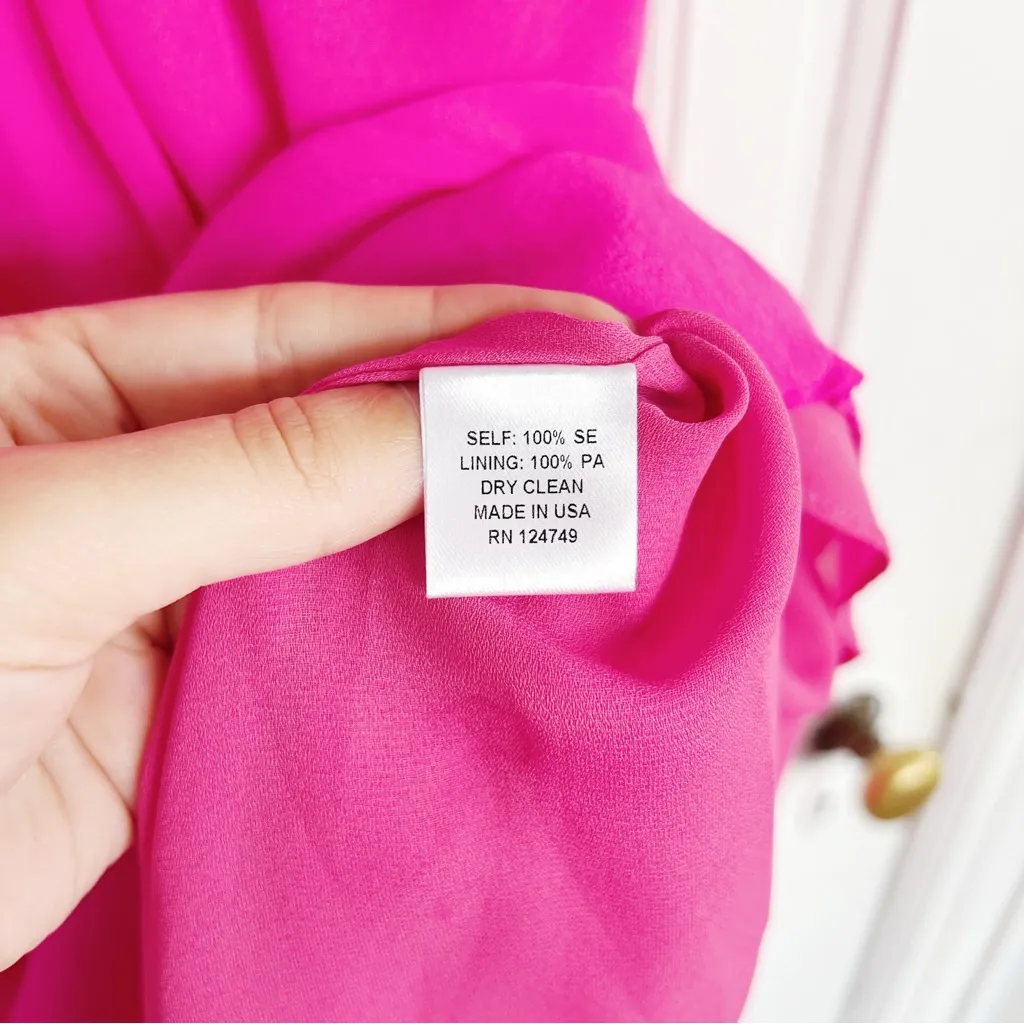 Mara Hoffman • Silk One Shoulder Mini Dress hot pink chiffon flowy a-line - Image 10