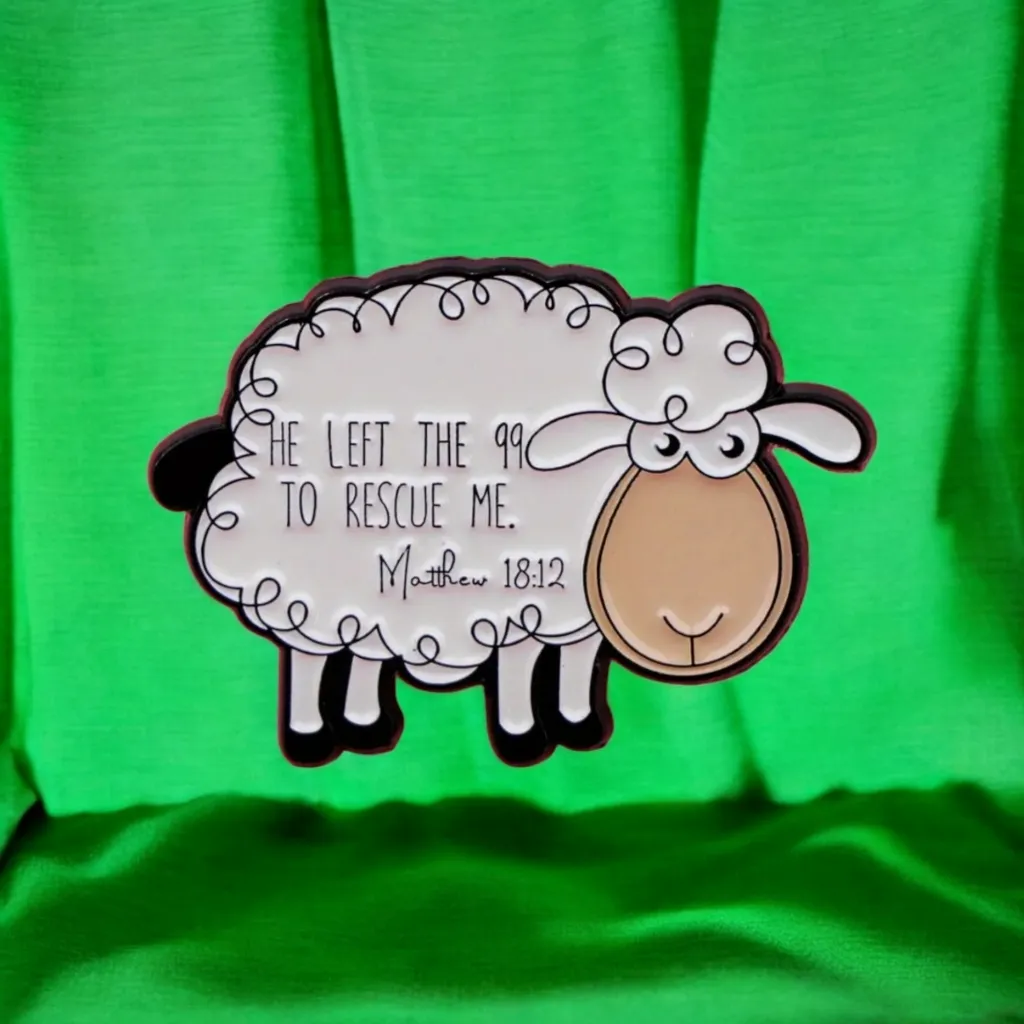 Zinc‎ Alloy Cartoon Sheep Enamel Pin, Christian Faith Jesus Brooch Black - Image 5