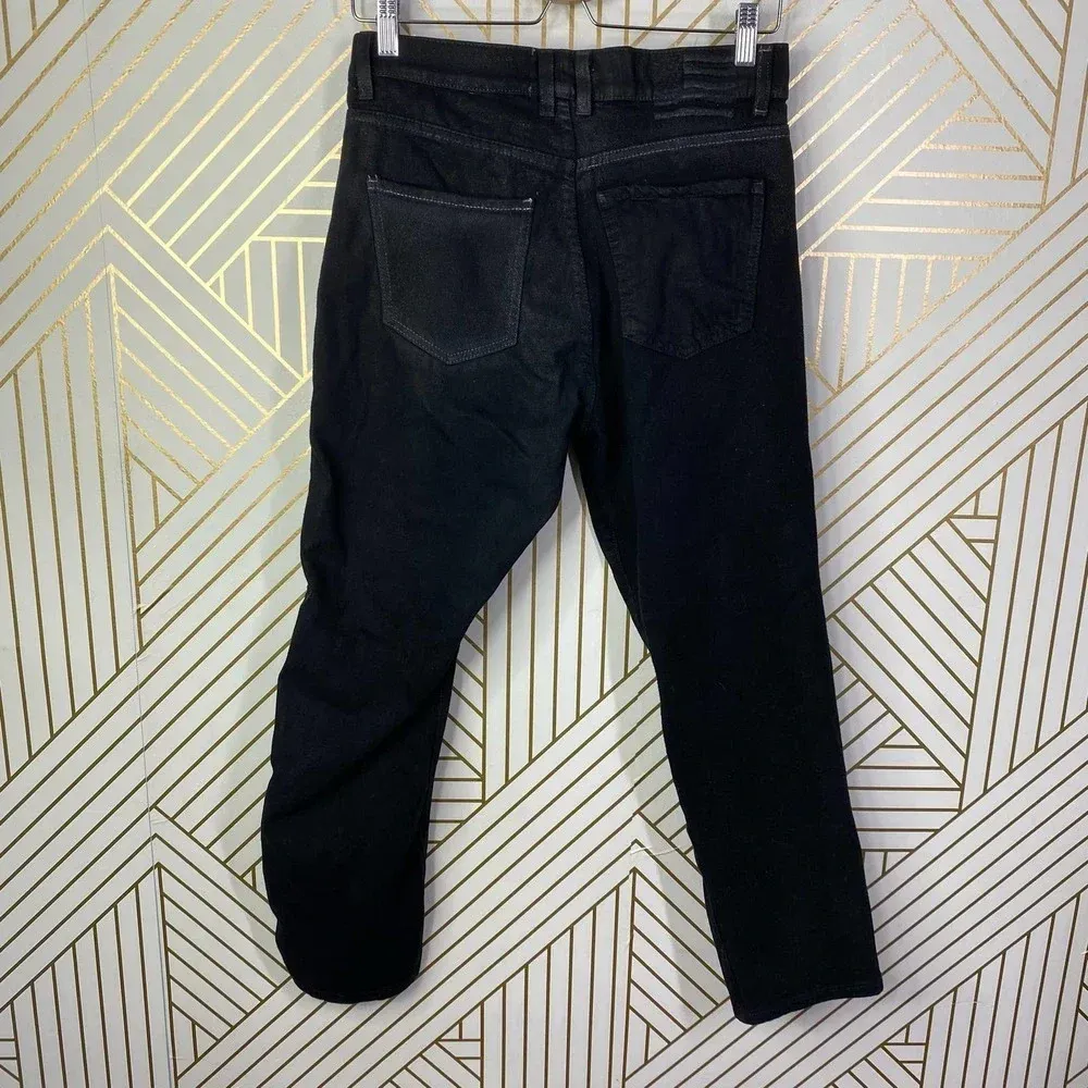 Revice Denim Black High Rise Shiny Cropped Straight Leg Jeans‎ Size US 29 - Image 4