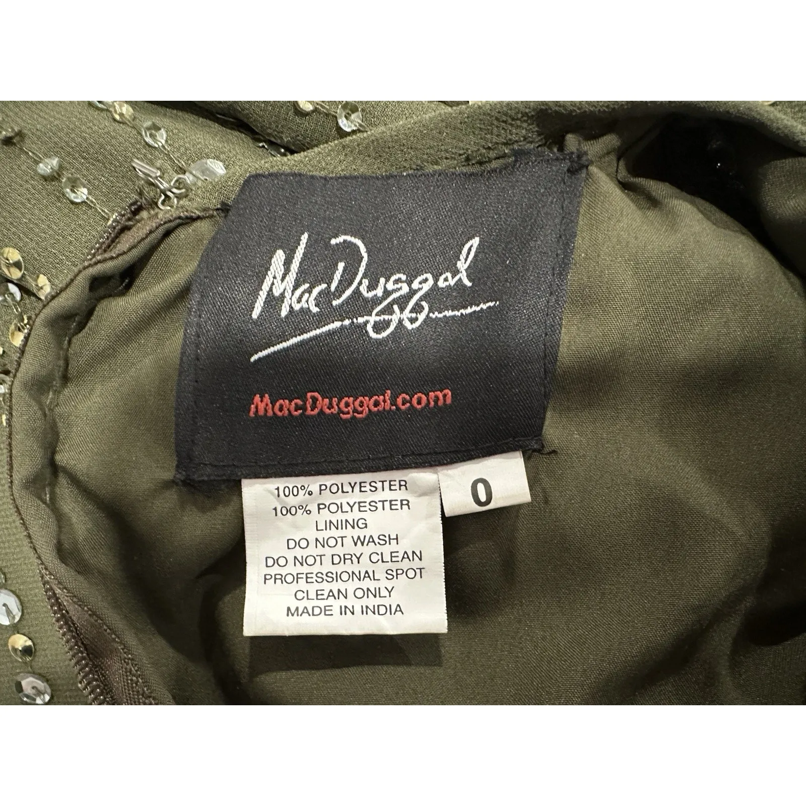 Mac Duggal 93603 Sz 0 Olive Green Sequined High Neck Sleeveless Column Gown - Image 6