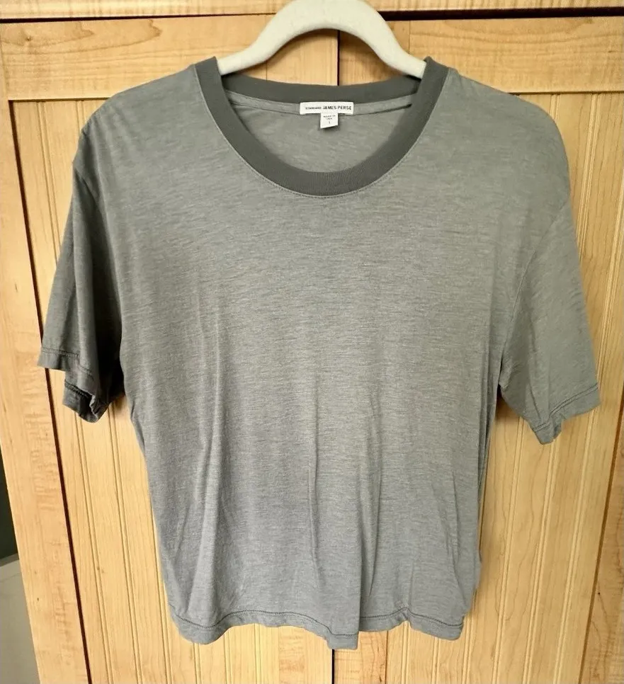 James Perse Women Basic Gray Crew Neck Short Sleeve T-Shirt Size 1 - Tissue Tee - Image 1