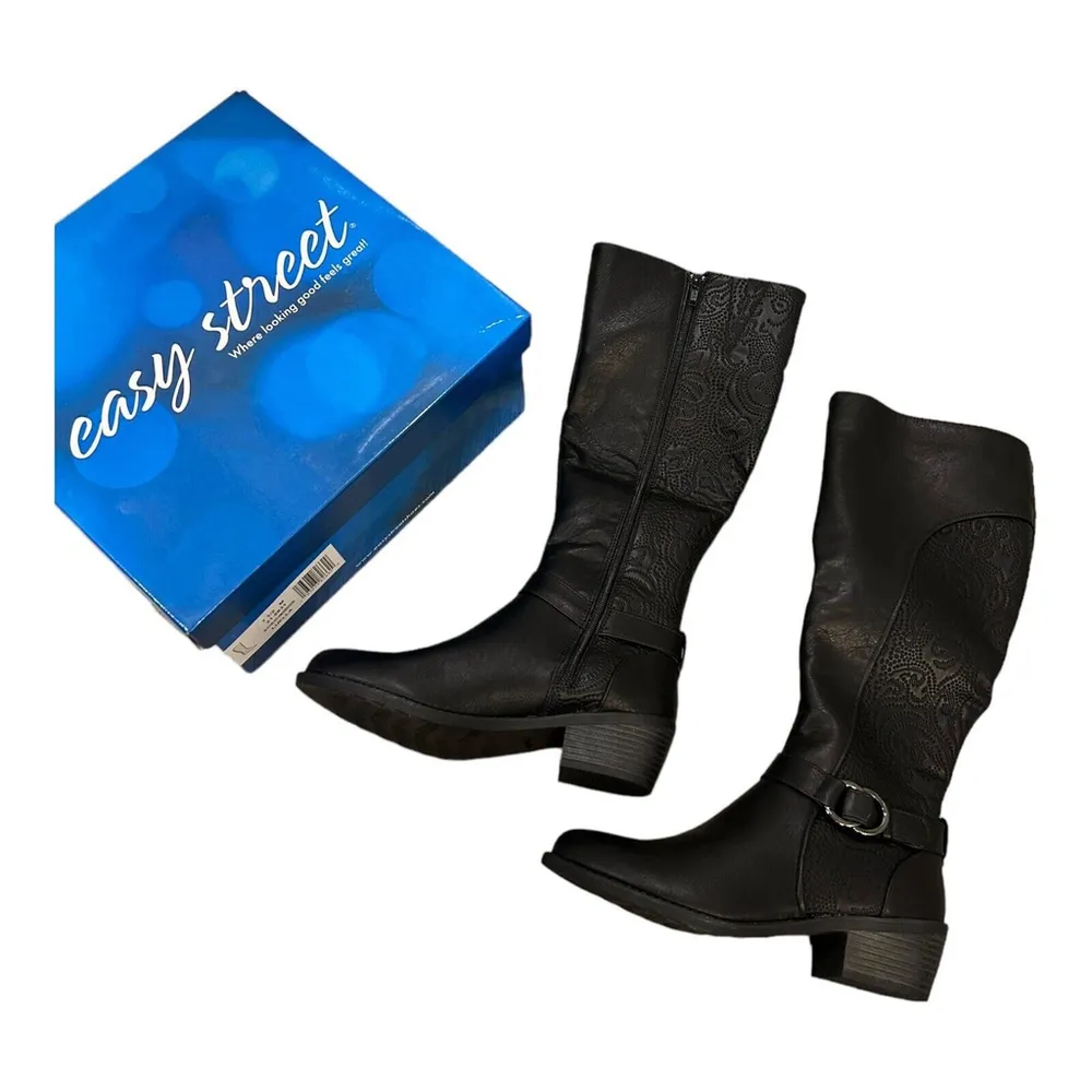 Easy Street Luella Boots Tall Fashion Black Knee High Tall Size 7.5 M NIB - Image 2