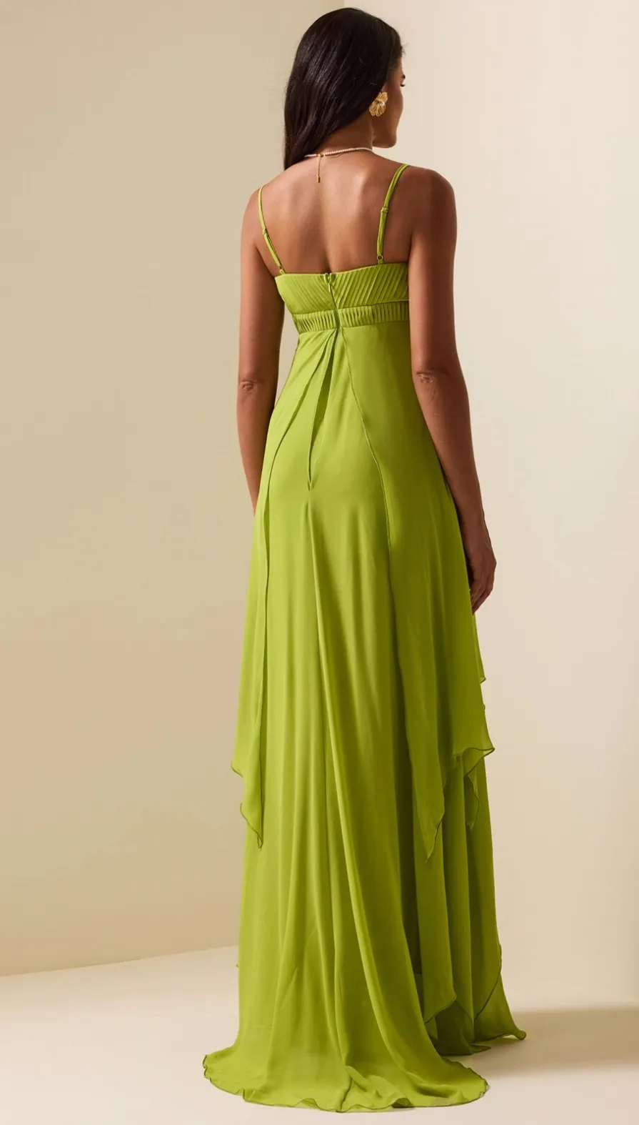 Solid Pleated Cut-Out Maxi Dress - Image 2