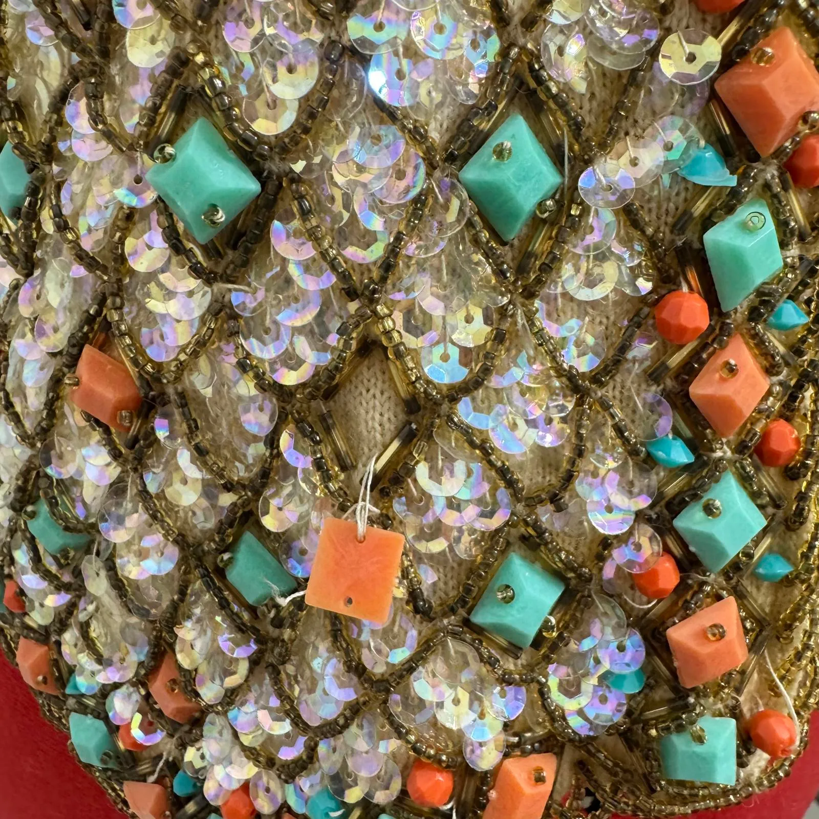 Vintage Valentina 60's Sequined & Beaded Wool Vest Size S - Image 8