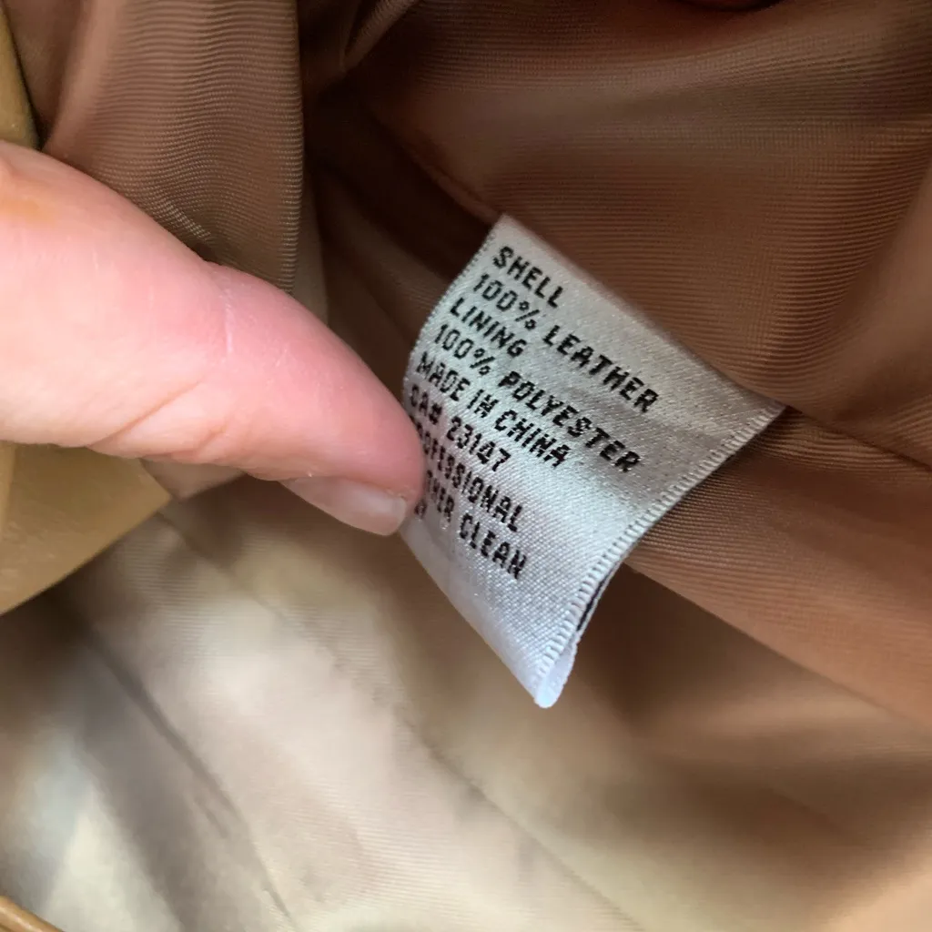 Talbots Tan Leather Blazer Women Size 6 Vintage Formal Casual Business Brown - Image 5