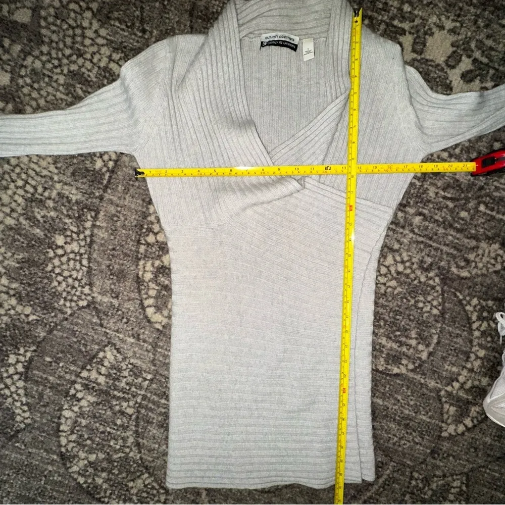Autumn Cashmere for Bergdorf Goodman S Gray Merino Wool Open Sweater Cardigan - Image 7