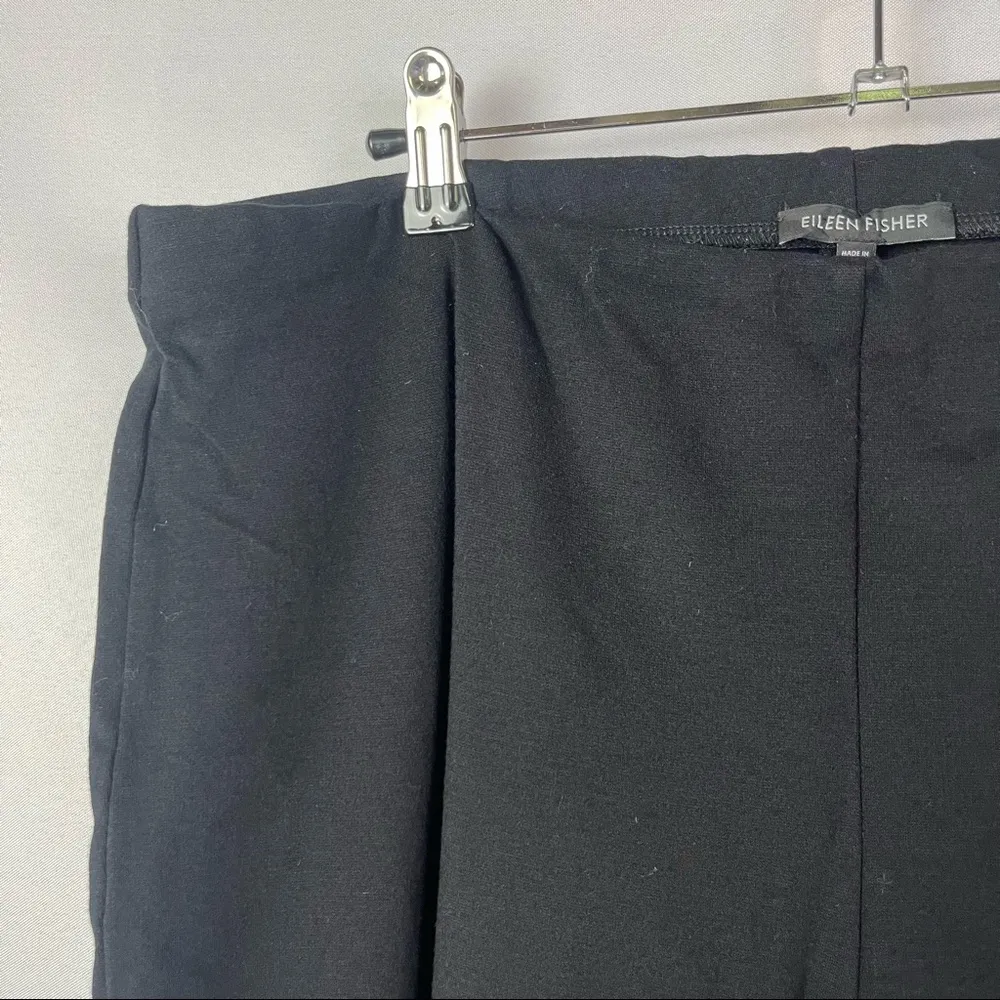 Eileen Fisher Black Crepe Straight Leg Pull On Pants L - Image 4