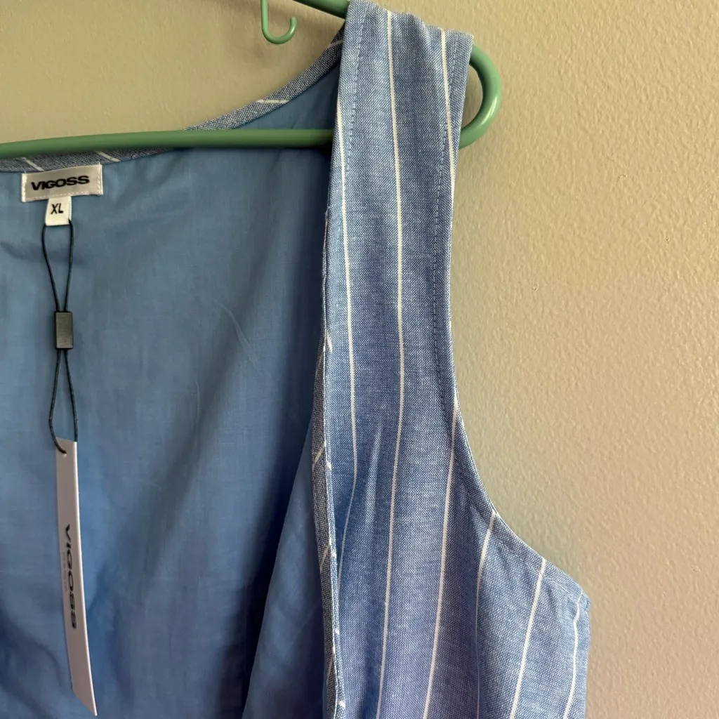 Vigoss Blue Striped Women's Open Front Top Size XL - Image 7