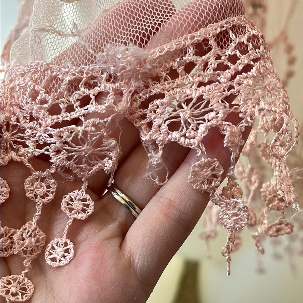 Maurice's Dainty Ethereal Floral Lace Scarf in Blush Pink w/ Tassels - Image 7