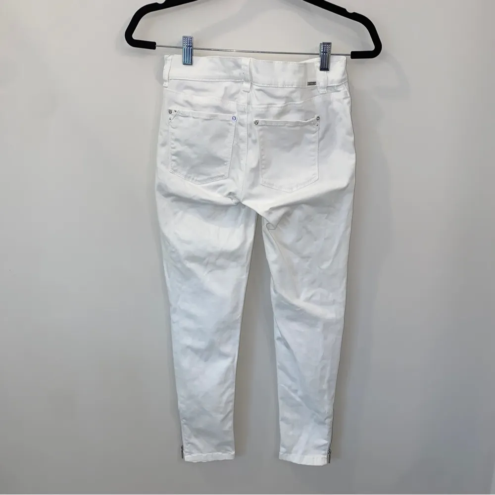 WHBM White Denim Skimmer Ankle Zipper Skinny Jeans Size 2 - Image 4