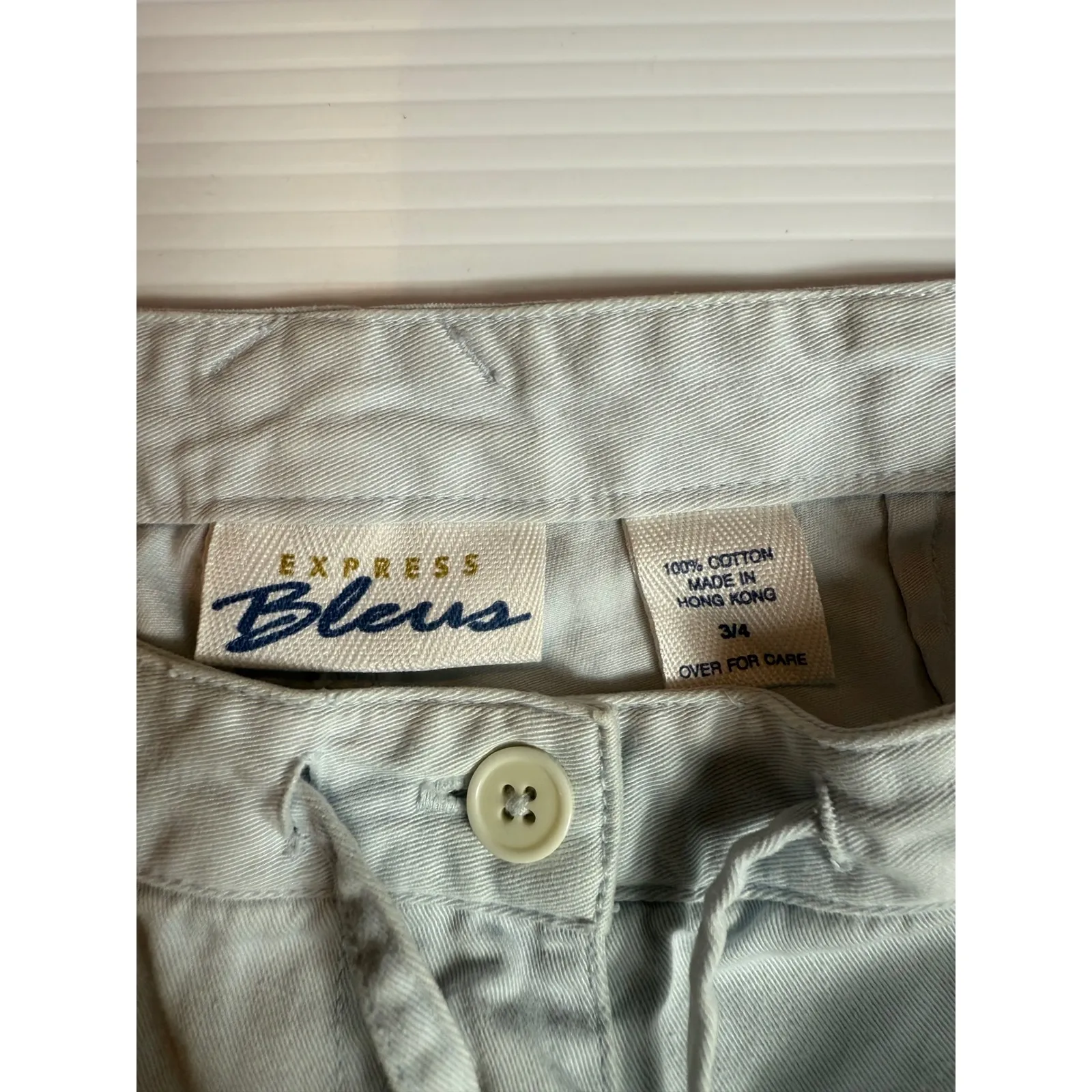 Express Bleus Womens Cotton Blend‎ Cargo Shorts Casual Drawstring Size 3/4 - Image 2