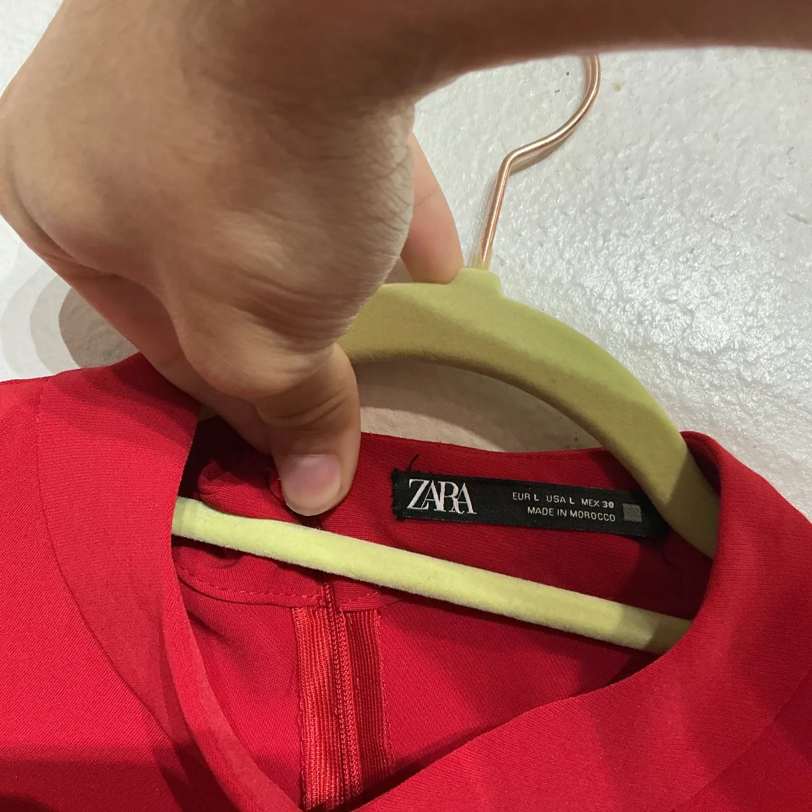 Zara Red Pleated Mock Neck Long Sleeve Mini Dress Sz L - Image 6