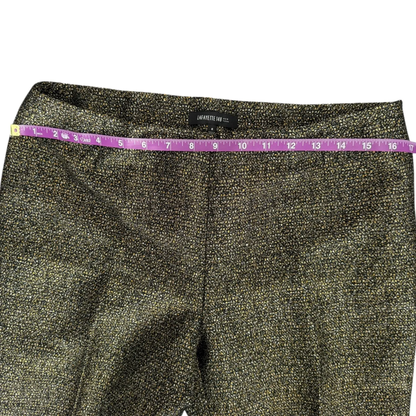 Lafayette 148 New York Black Gold Tweed Straight Leg Pants Trousers Size 8 - Image 9