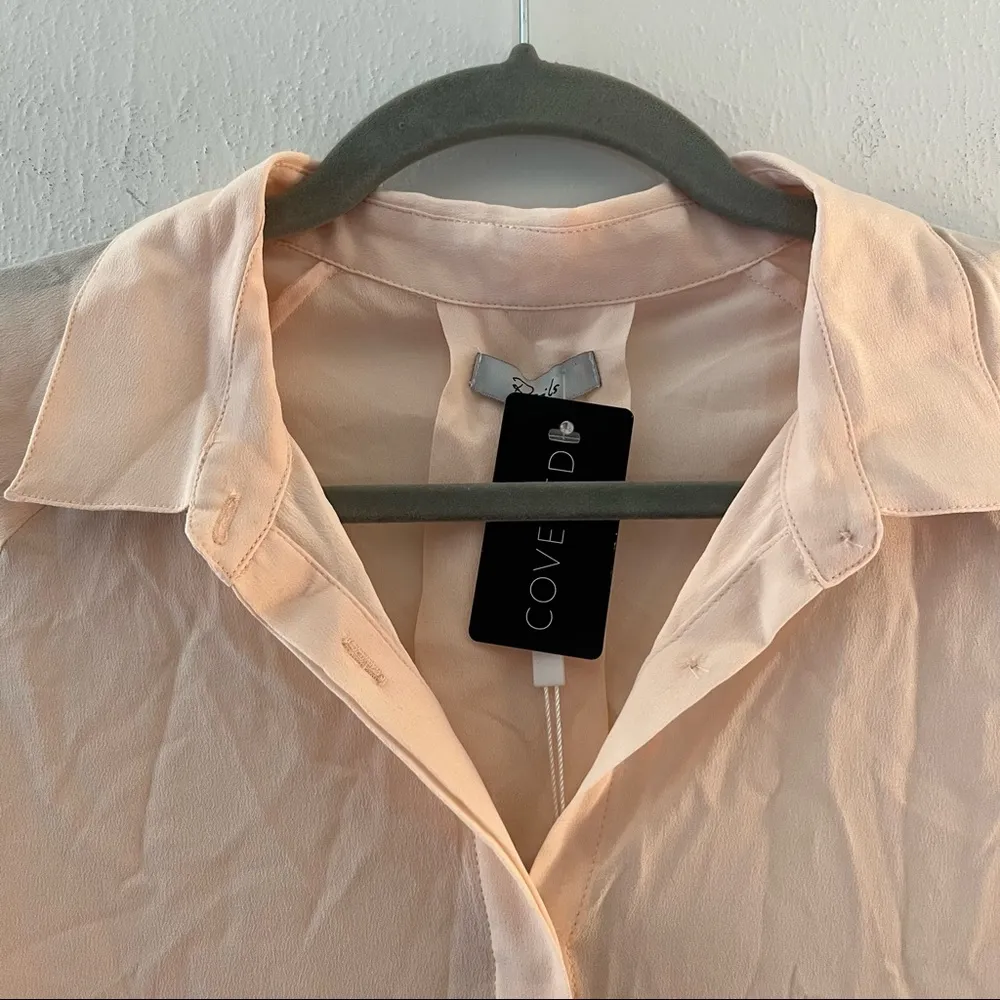 Rails Top Women's Chase Cap-Sleeve Silk Button-Up Top in Blush Pink Sz M BNWT - Image 5