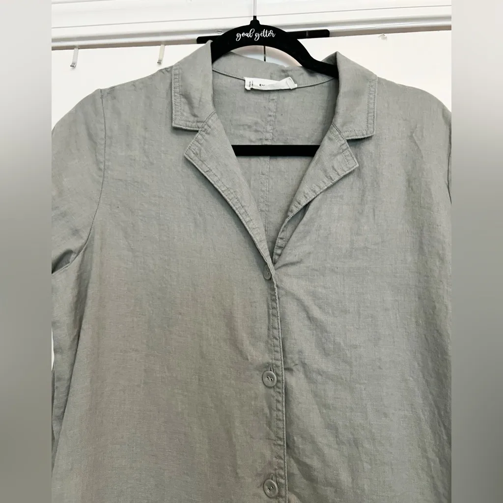 Everlane The Shirtdress in Linen Sage Green - Image 5