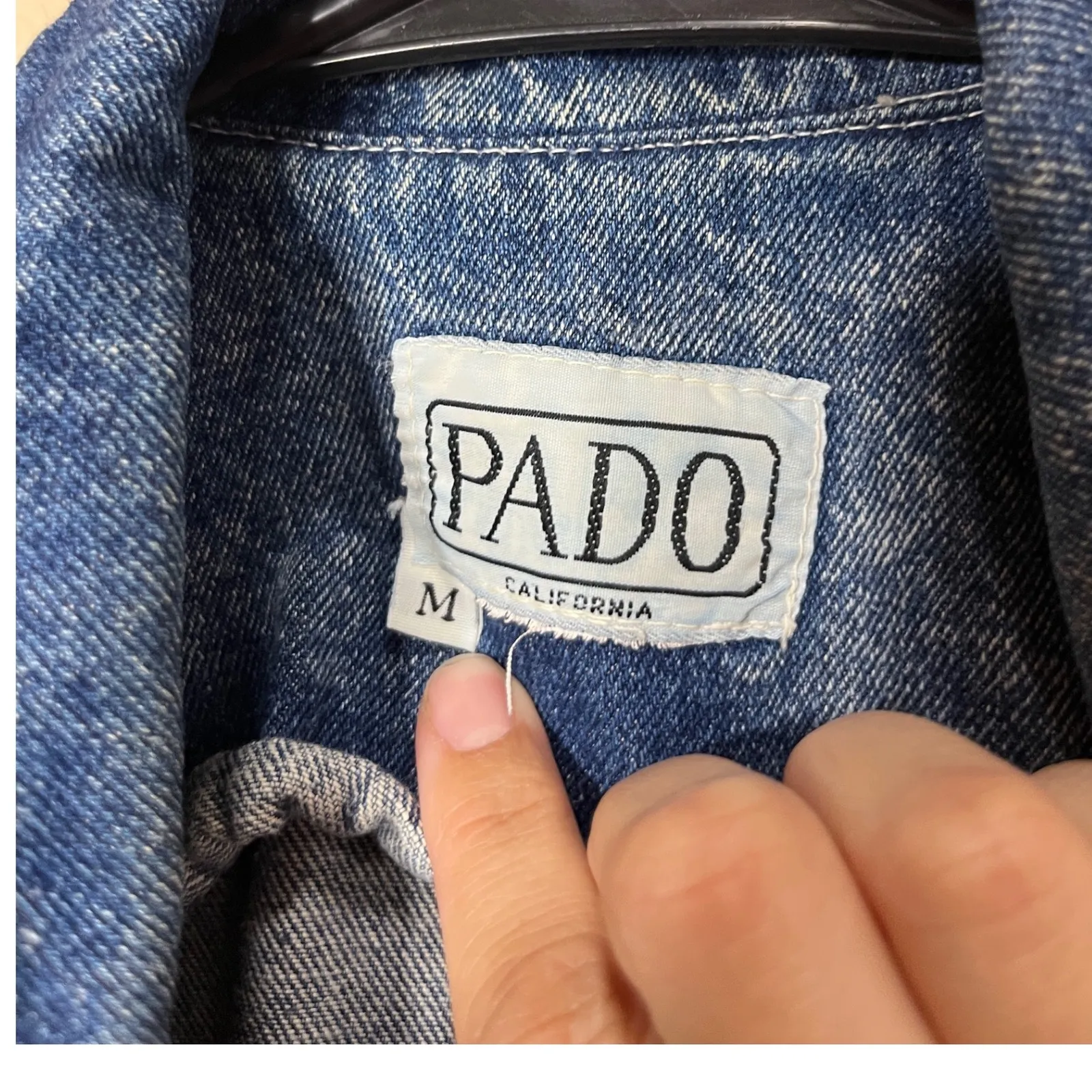 Vintage PADO California M Denim Blazer Jacket Studded Rhinestone‎ Embellished Blue Size M - Image 7