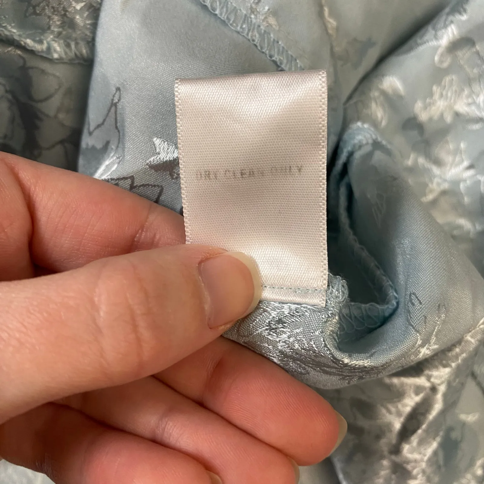 Altar’d State Light Blue Satin Floral Jacquard Ruffled‎ Mini Party Dress Size M - Image 10