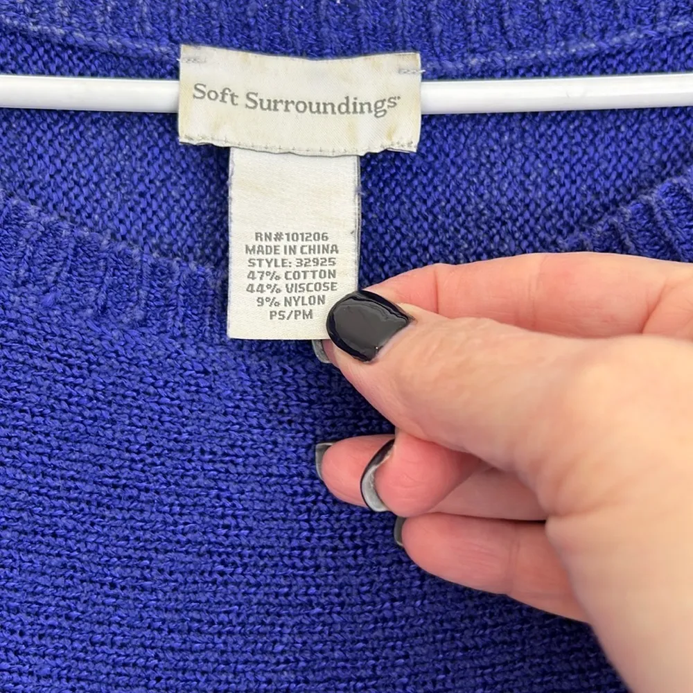 Soft Surroundings Women's Purple 3/4 Sleeve Sweater w/ Pockets - Size PS/PM - Image 4