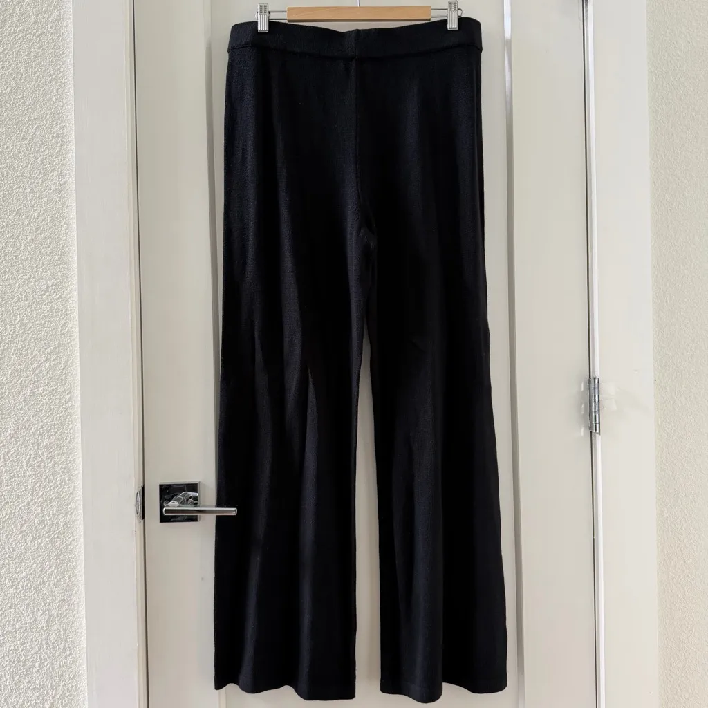 Neiman Marcus Wide-Leg Silk-Cashmere Black Knit Slacks Size XL NWT - Image 3