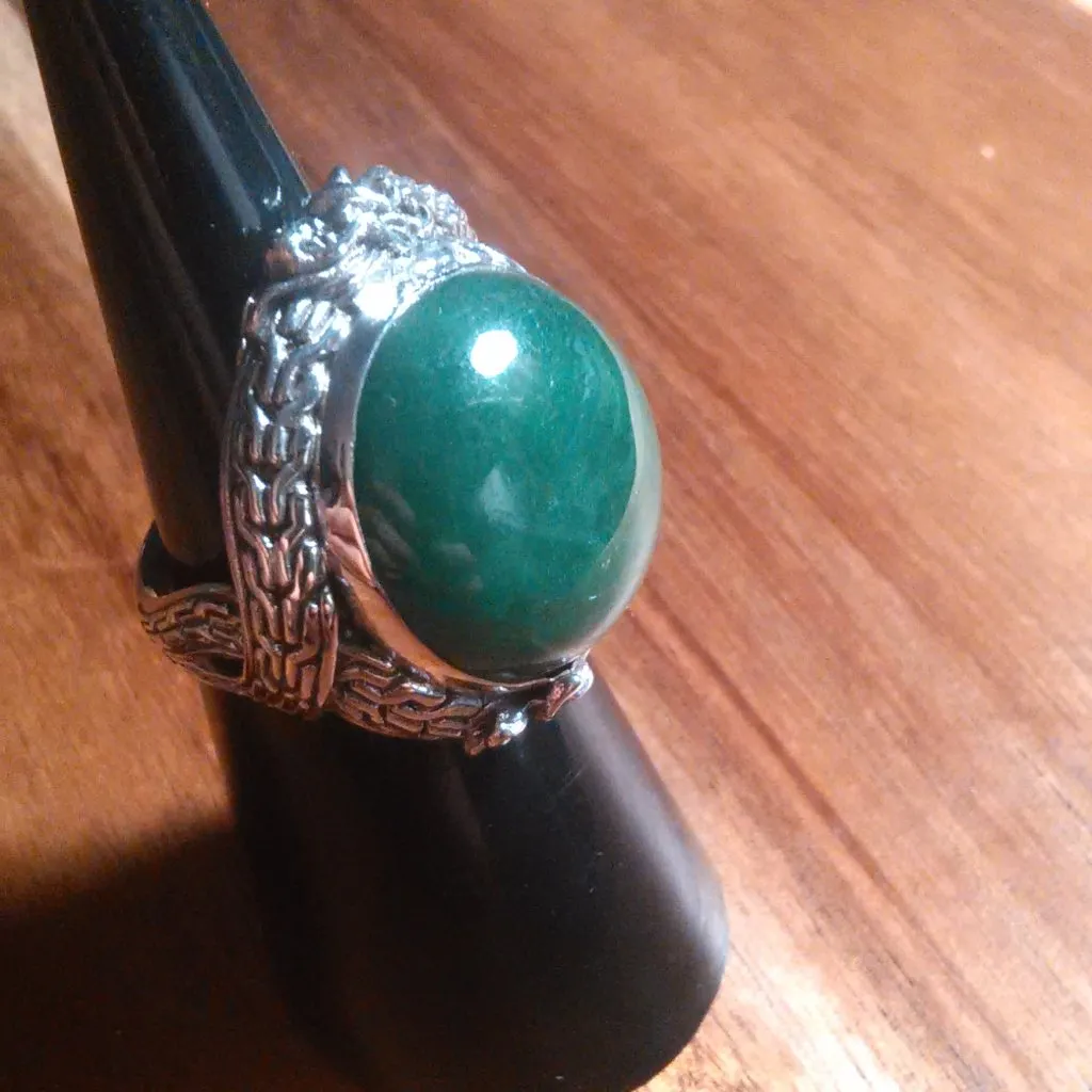 Bali Legacy Green Jade Sterling Silver Dragon Ring (Size 6) - Image 11