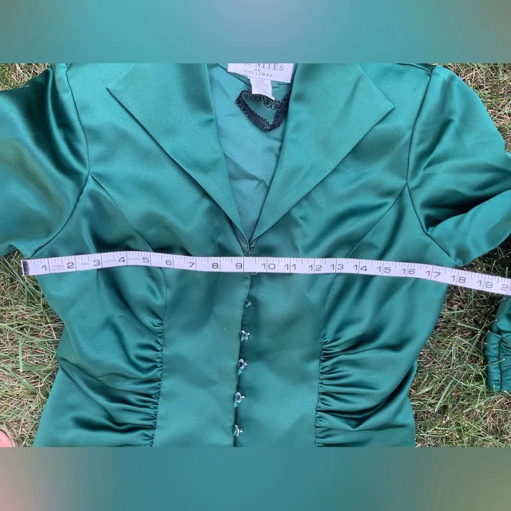 Dressy satin suit jacket 🌹🌹 Green Size 10 - Image 4