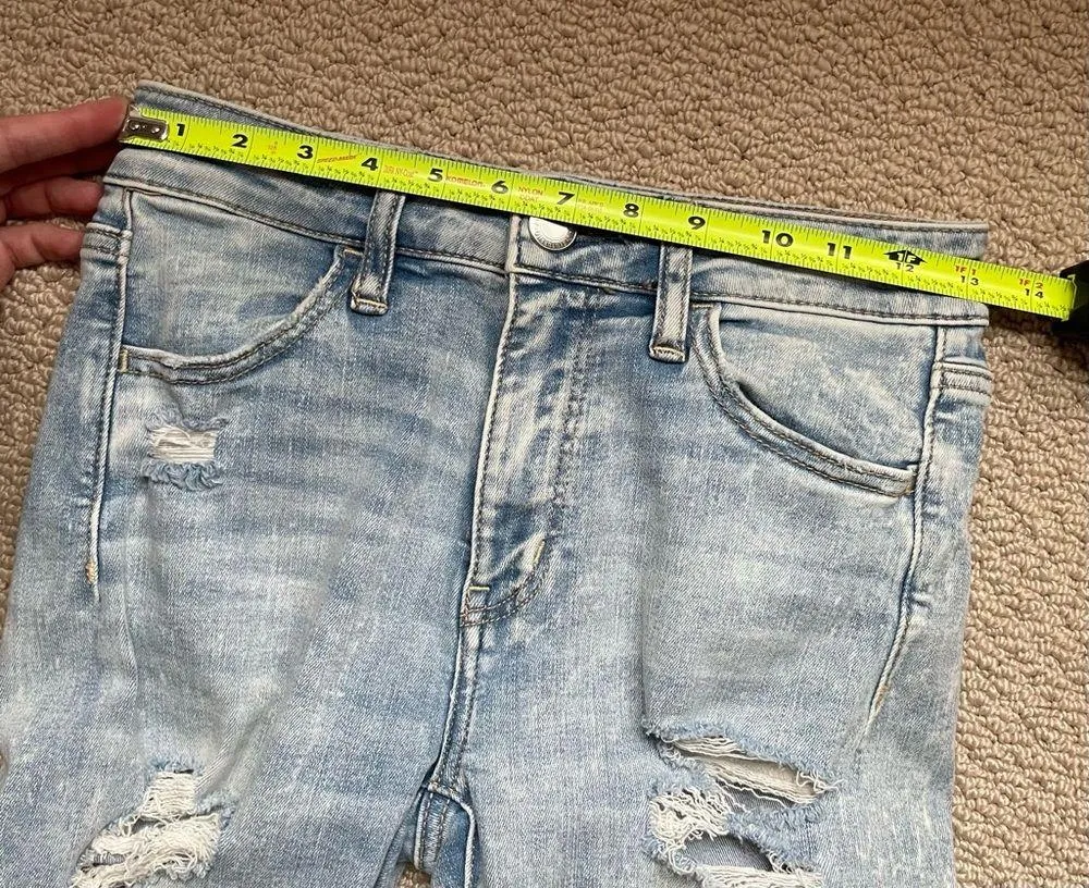 American Eagle Destroyed Distressed Light Wash Denim Skinny Cropped Ankle Jean 4 - Image 6