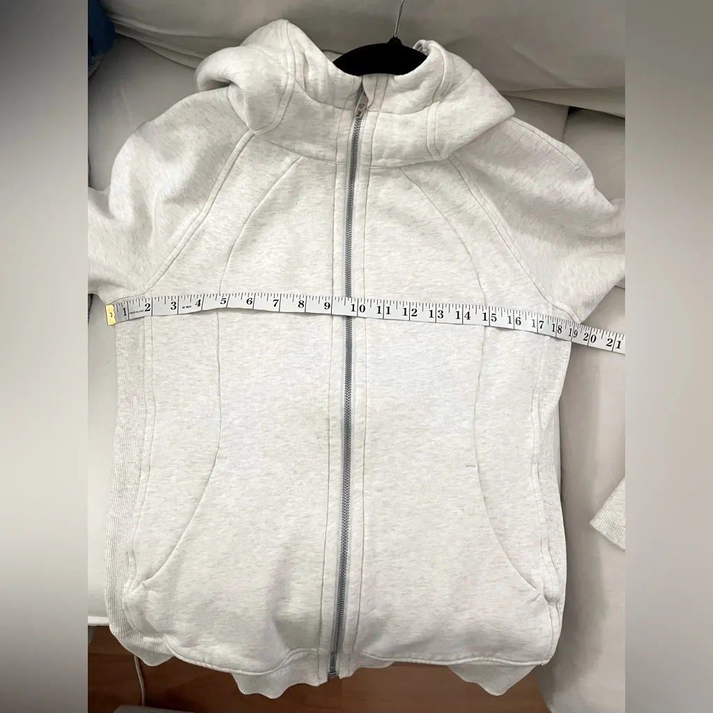 Lululemon Scuba Hoodie Light Cotton Fleece Full Zip Jacket Heather Ivory Size 8 - Image 10