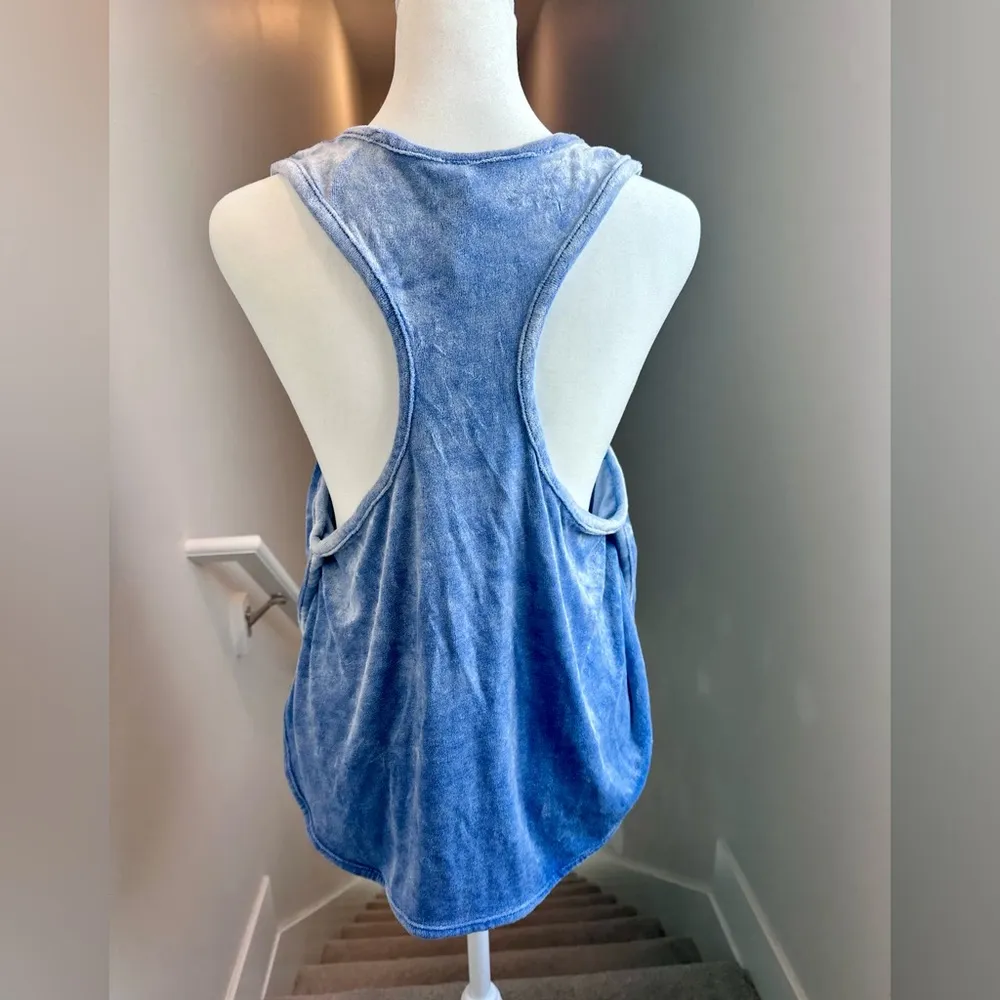 Intimately Blue Velour Racer Back Tank Top Medium - Image 2