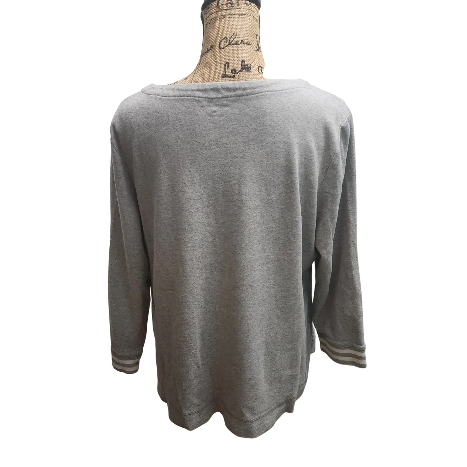 Kim Rogers Womens XL 3/4 Sleeve Gray Sweatshirt Casual Pullover Top - Image 2