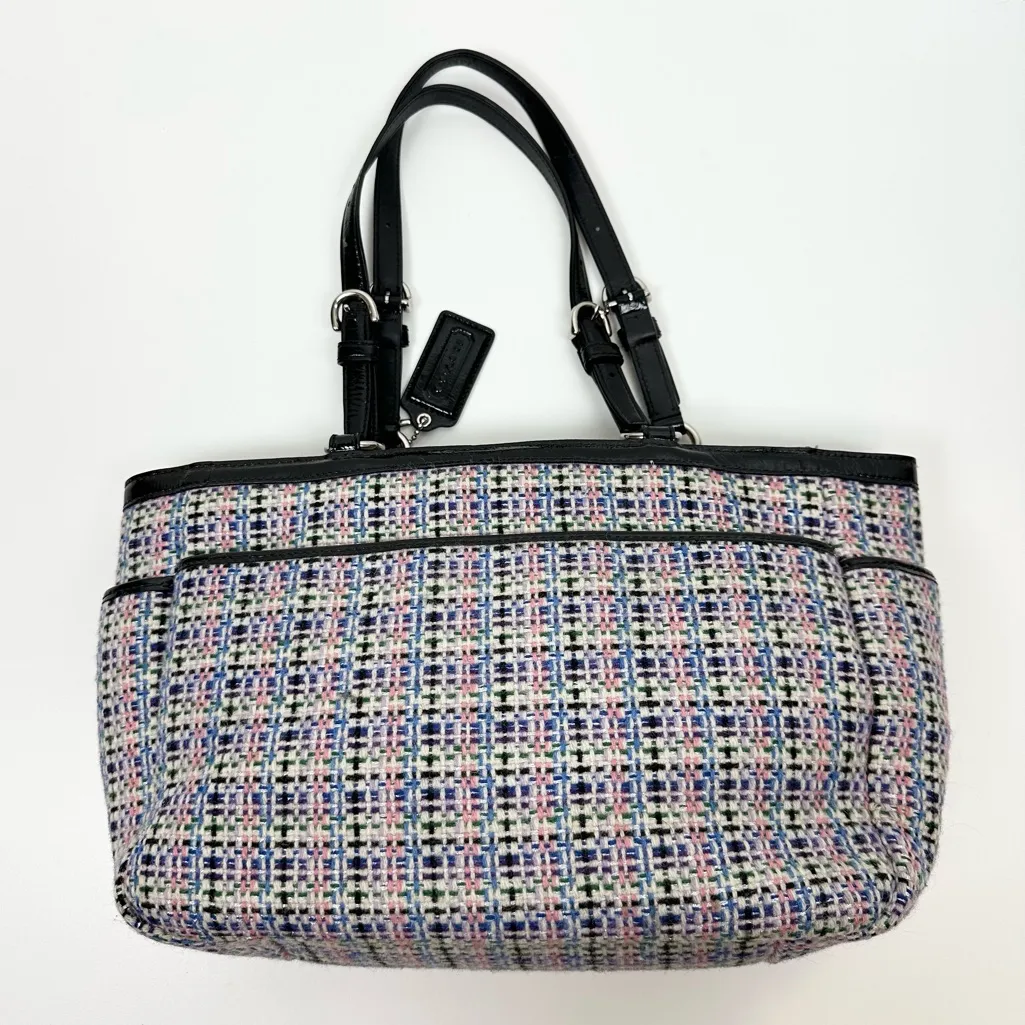 Coach Gallery Multicolored Herringbone Tweed Tote Bag - Image 4
