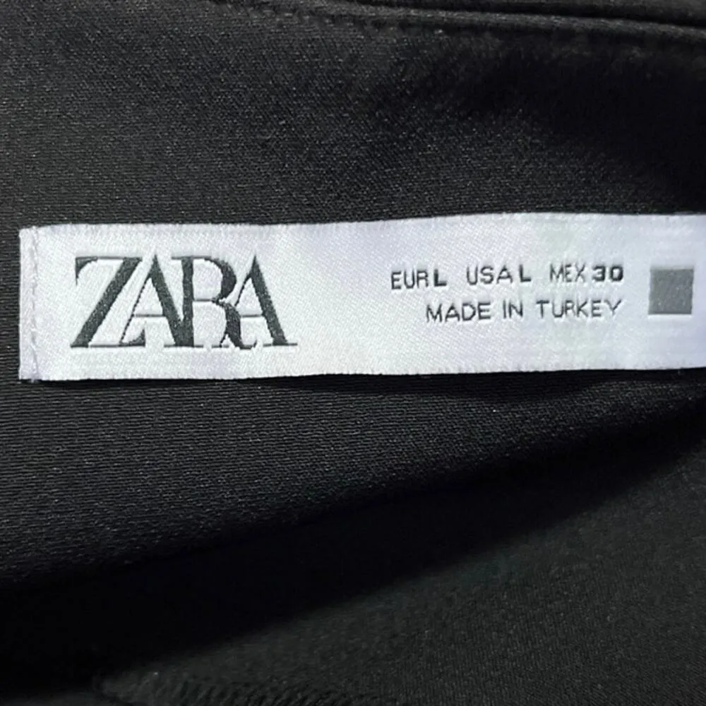 Zara Women's Black Strapless Tube Draped Party Asymmetric Hem Crop Top Size L - Image 3