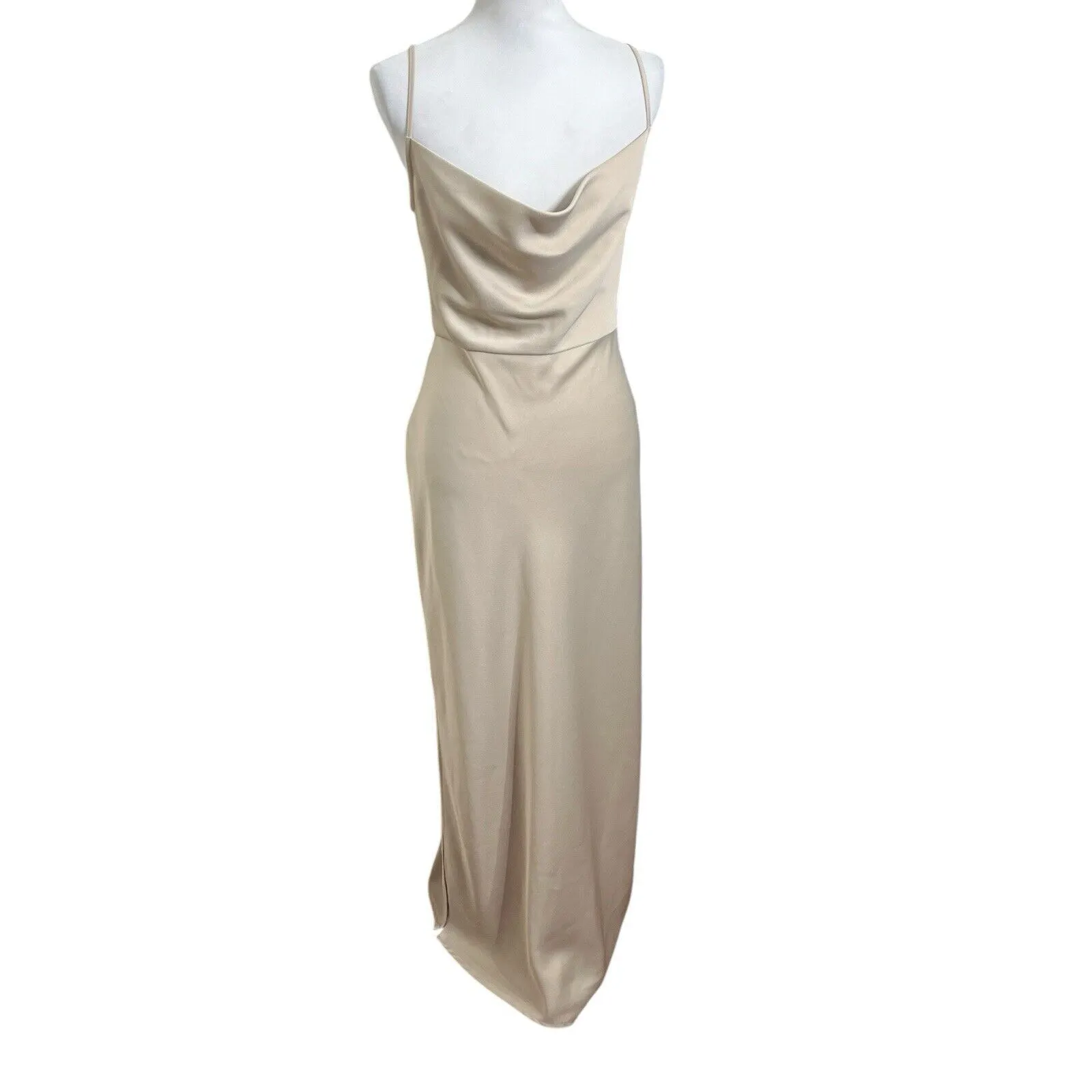BHLDN Cali Satin Cowl Neck Slip Dress Champagne Women’s Size 14 Midi - Image 2