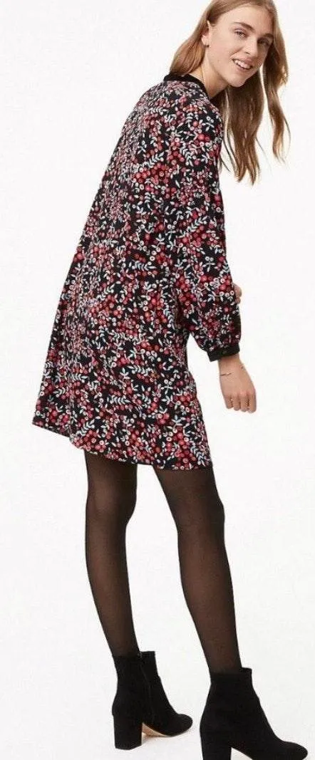Long Sleeve Cherry Blossom Shift Dress S - Image 2
