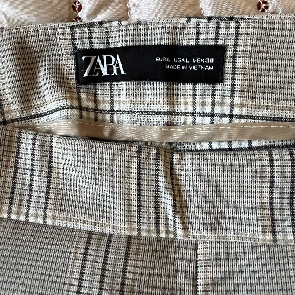 Zara Plaid Ankle Pants in Gray Size Large - Image 7