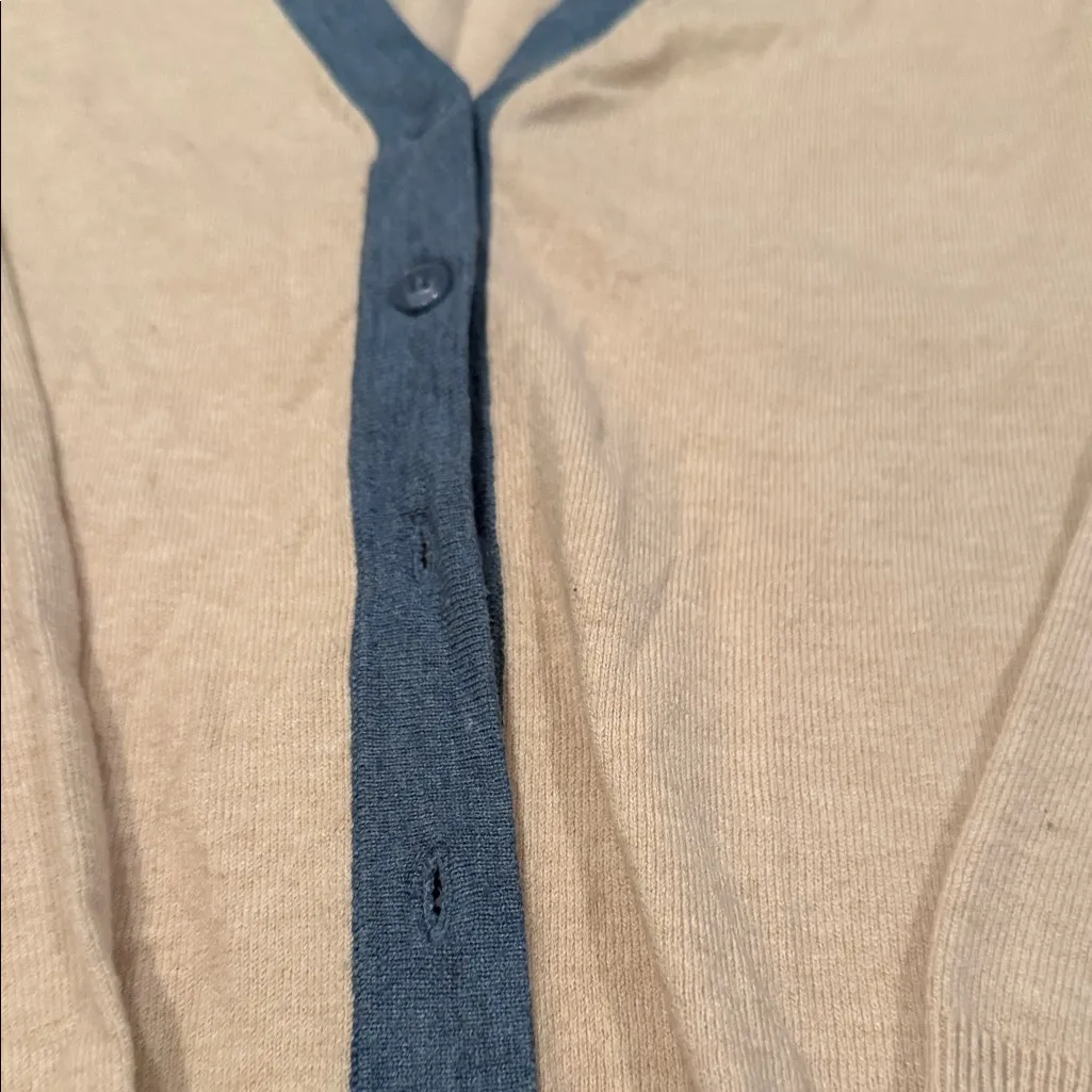 Candace Cameron Bure Beige and Blue Cardigan Sweater Tan Size XS - Image 4