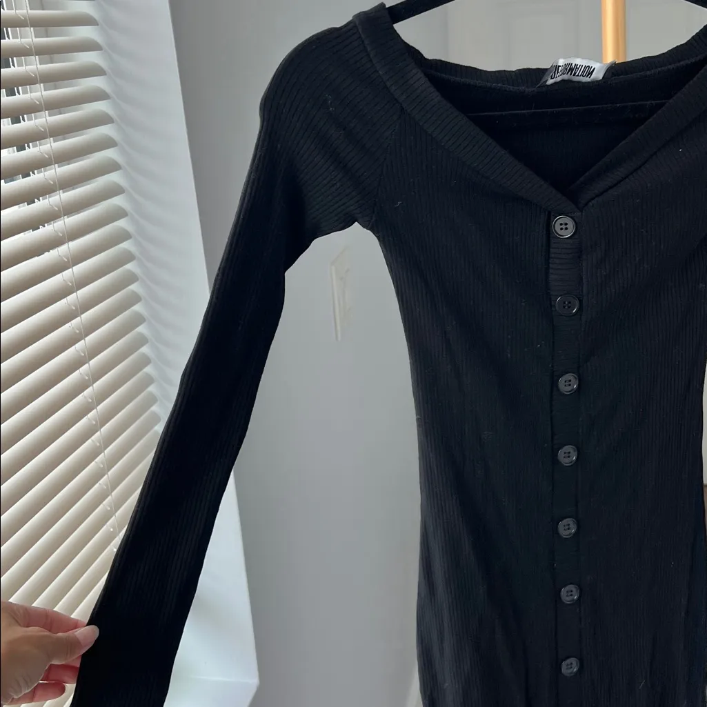 REFORMATION Cora Knit Ribbed Off Shoulder Midi Dress Black Size S $165 - Image 5