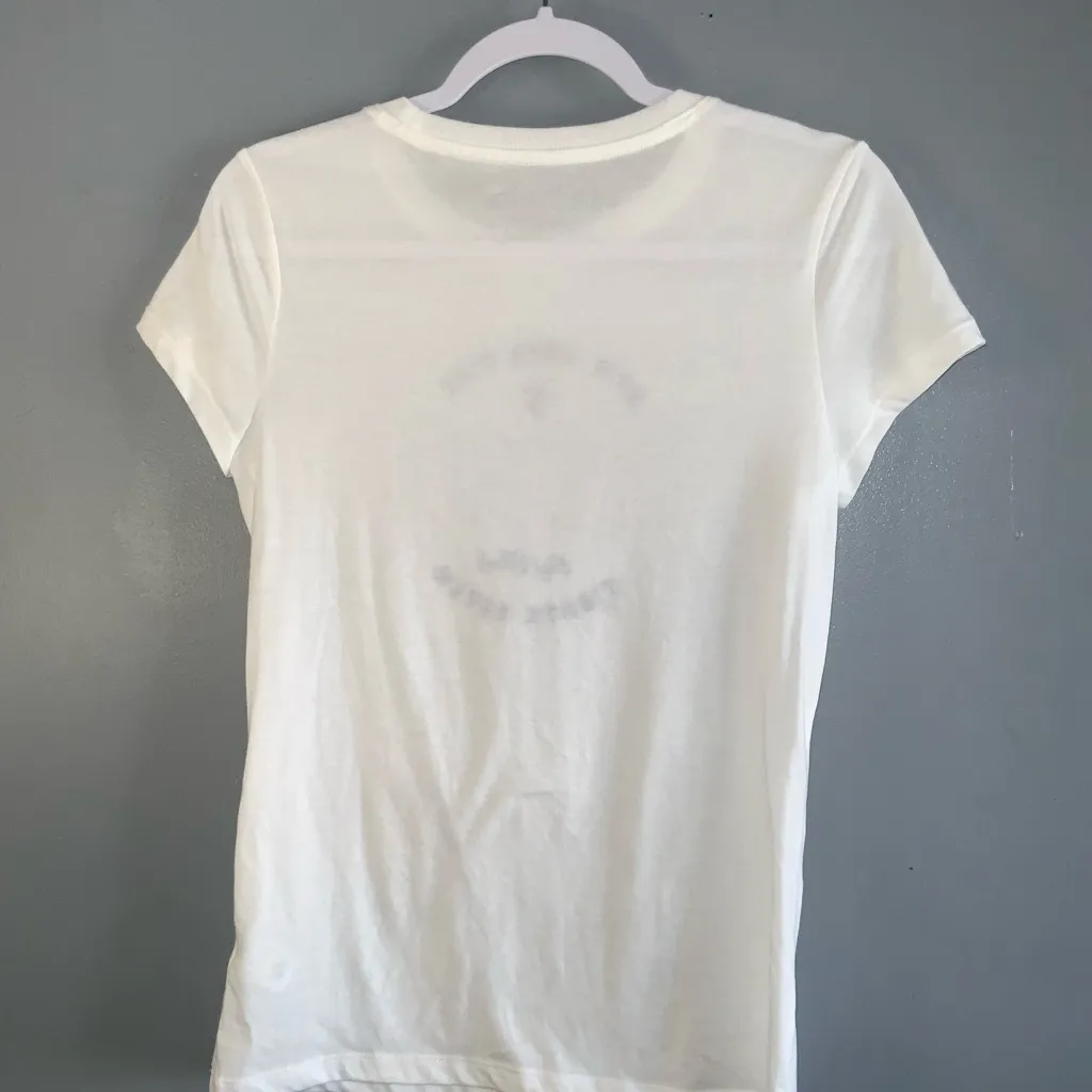 Aeropostale White With Pink NYC Graphic Short Sleeve Crewneck Tee Shirt M - Image 4