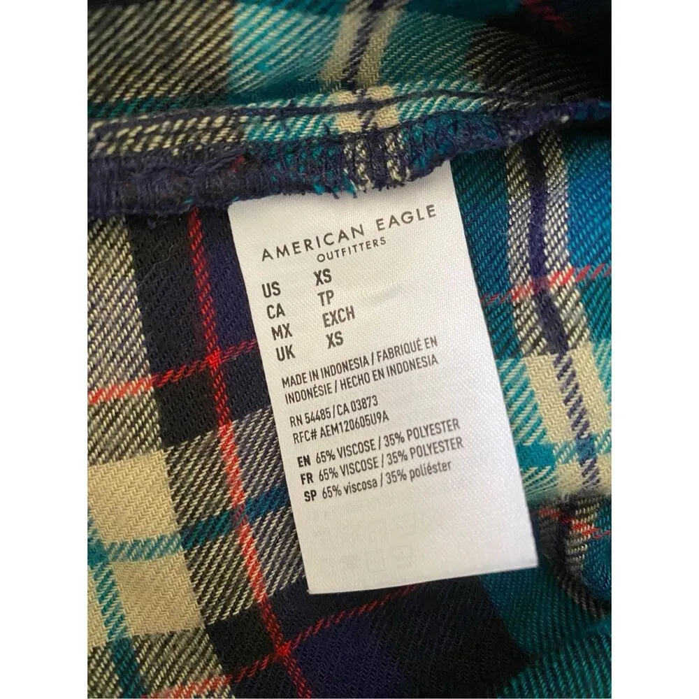 American Eagle Outfitters Ahhmazingly Soft Flannel Button Up Shirt Boyfriend Fit - Image 9