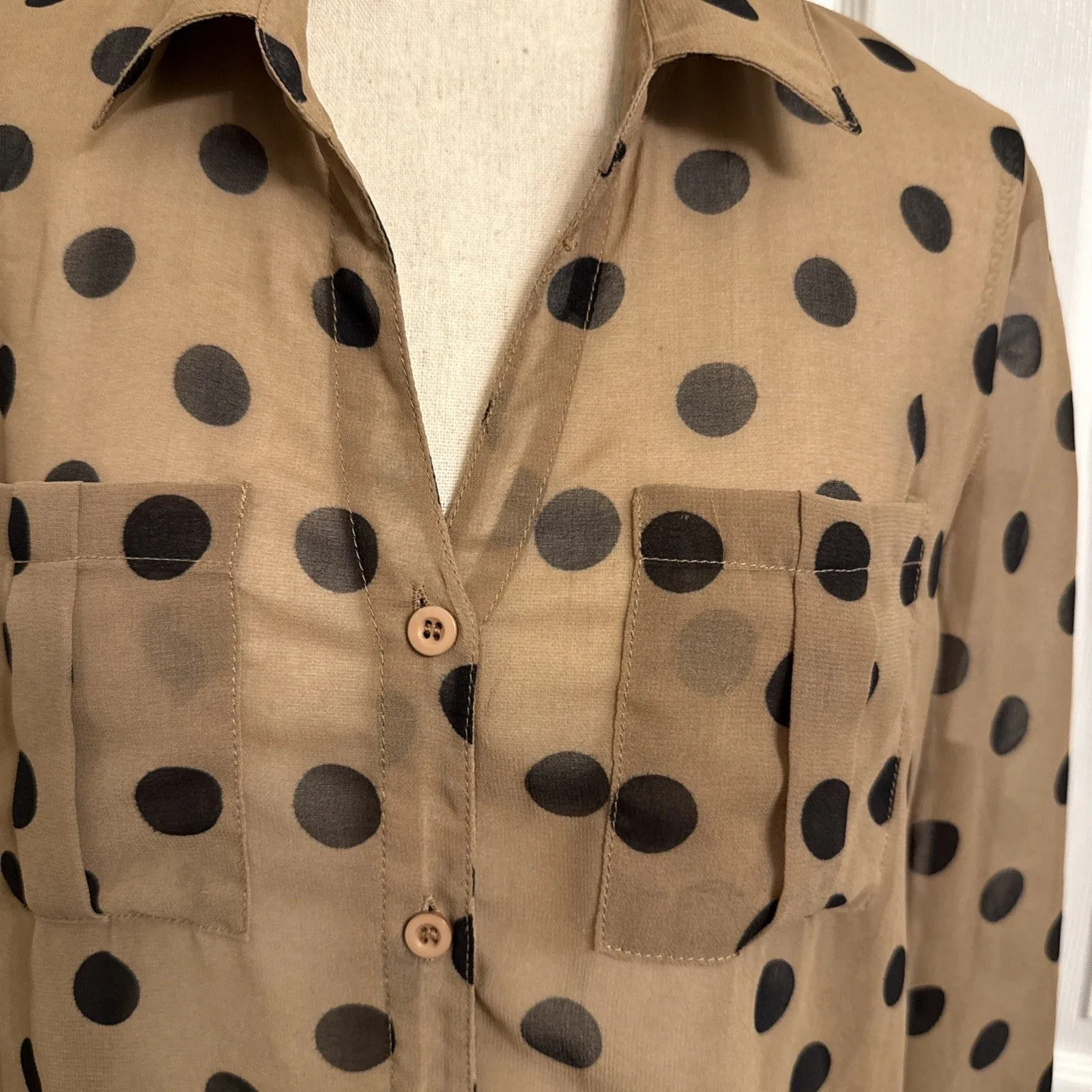 Tan And Black Polka Dot Blouse - Image 2