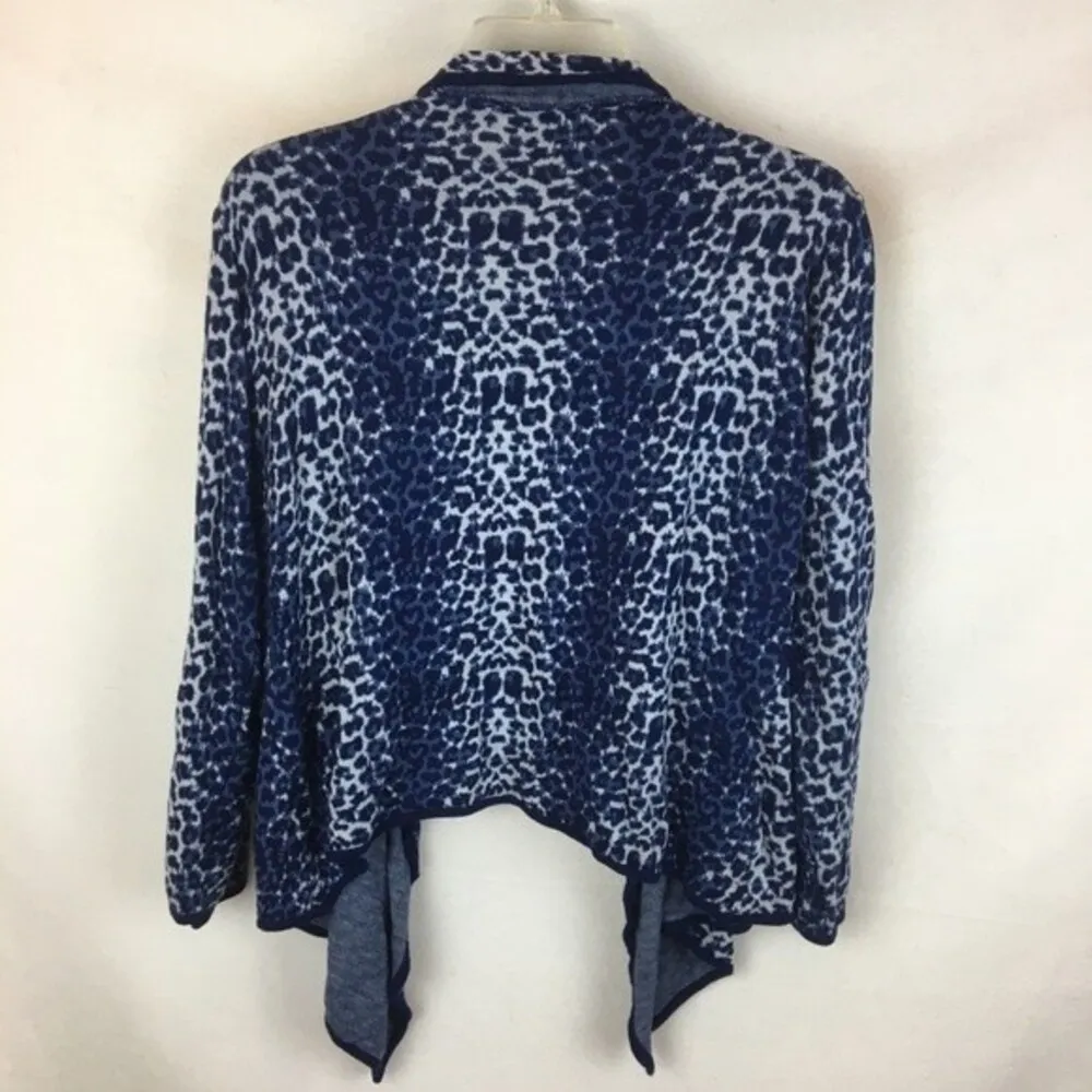 Venue Blue Two Tone Animal Print Open Cardigan Sweater L Size L - Image 5