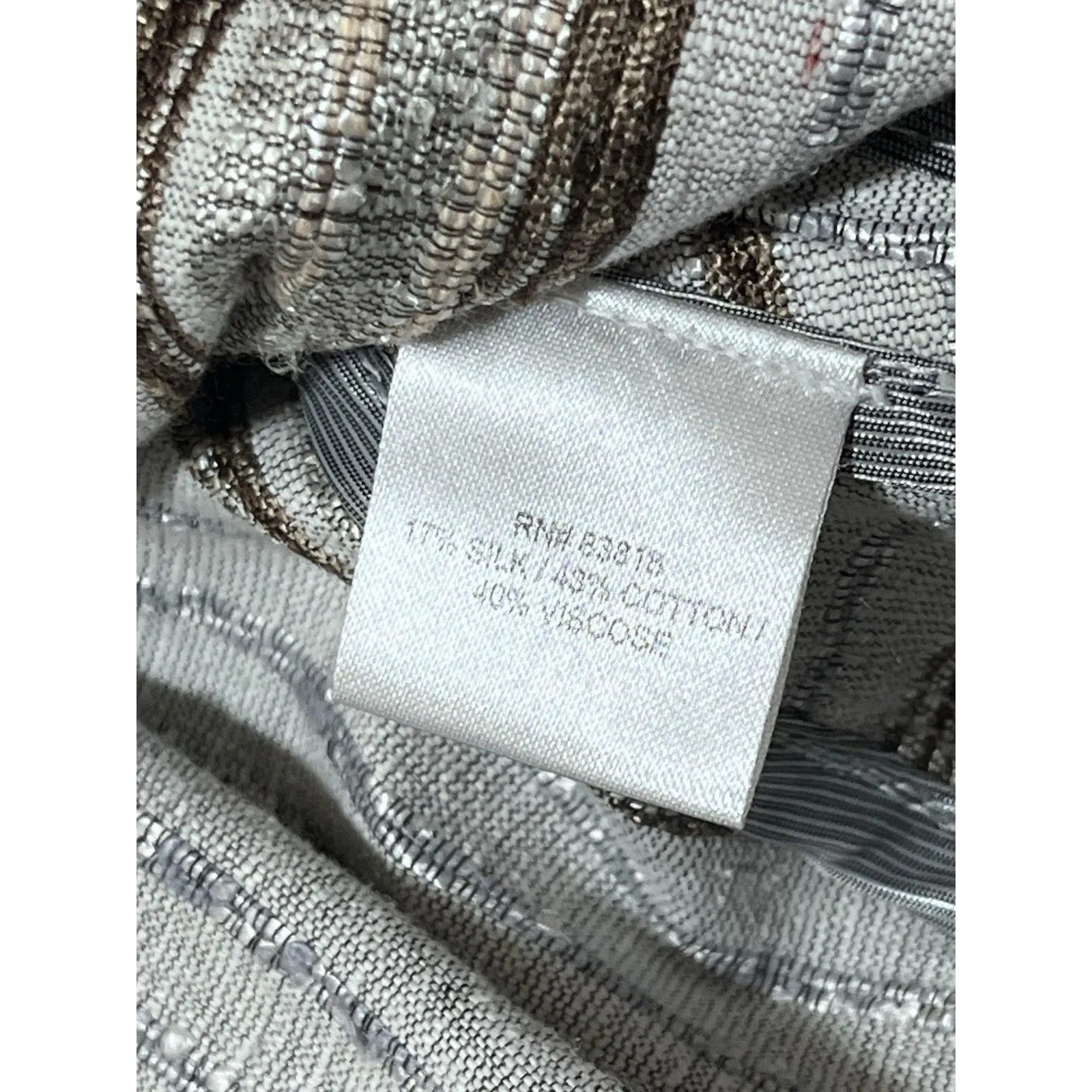 Austin Reed Silk Blend Collarless Blazer Jacket Striped Button Sz 16 India - Image 5