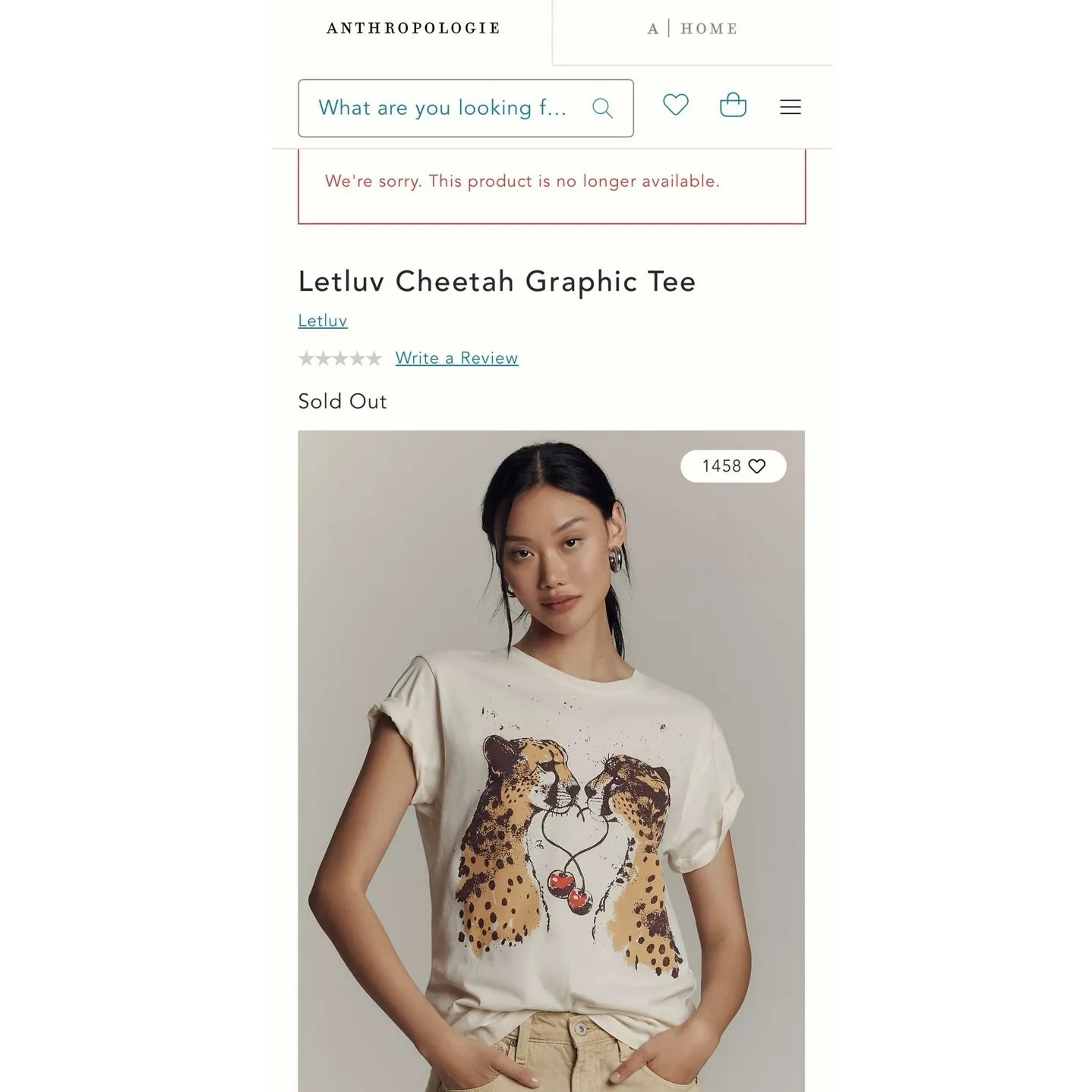LETLUV for Anthropologie Cheetah Graphic Tee, Size XXS, New without Tag SOO White - Image 6