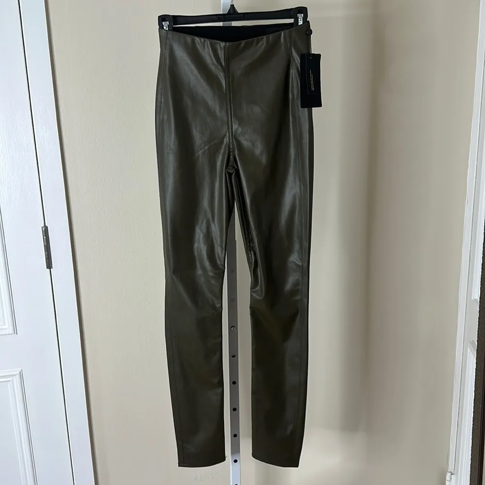 New RAG & BONE Army Green Nina Faux Leather Pull On Skinny Pant Size XS - Image 3