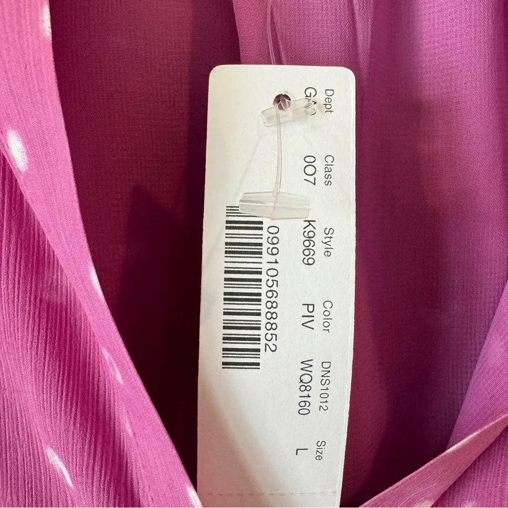 J Crew Polka Dot Sheer Short Sleeve Shirt Women’s Size Large  Ruffle Pink NWT - Image 3