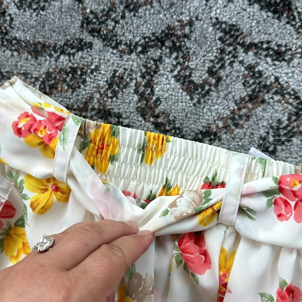 Vintage SK & Company Floral A Line Skirt White 12 - Image 8